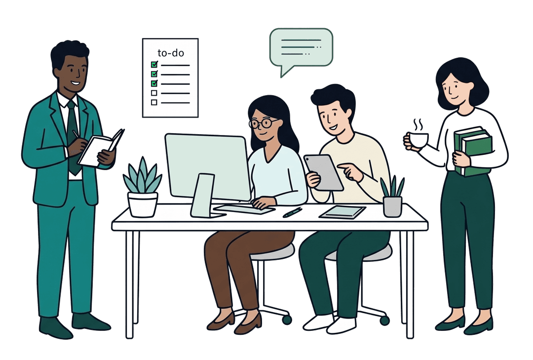 DeskStack features overview illustration